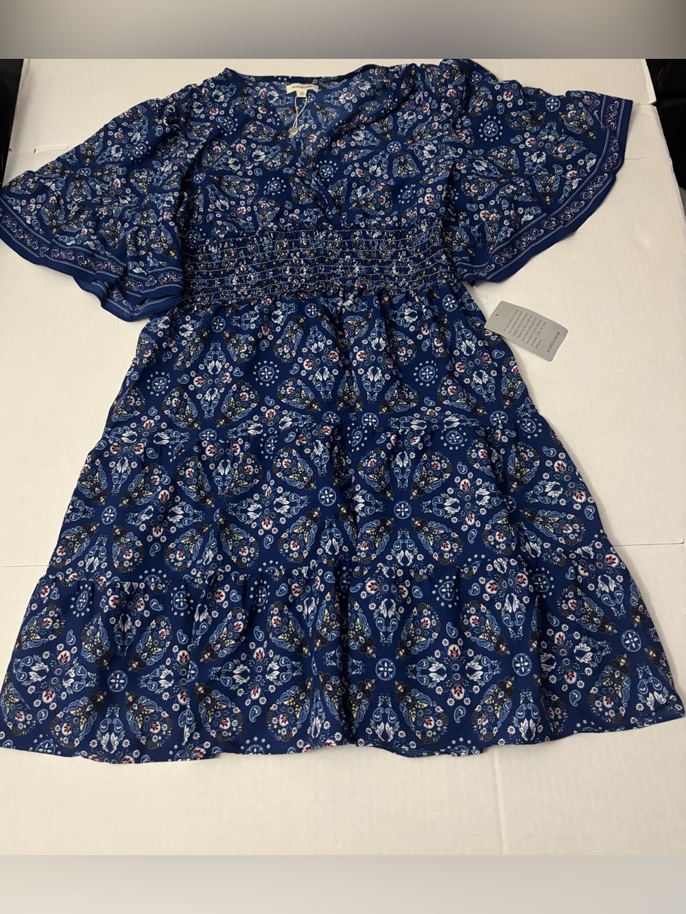 Max Studio Blue Paisley Mini Dress Womens Size L